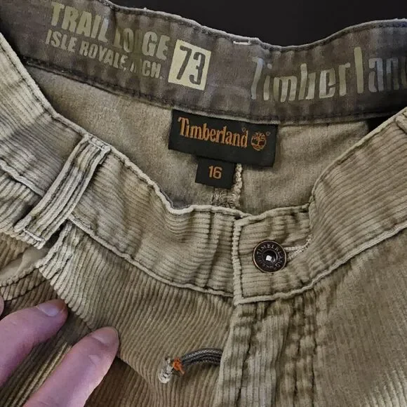 Timberland Y2K Tan Corduroy Pants Sz 16 Youth Boys 28 Baggy Jeans Vintage Cords